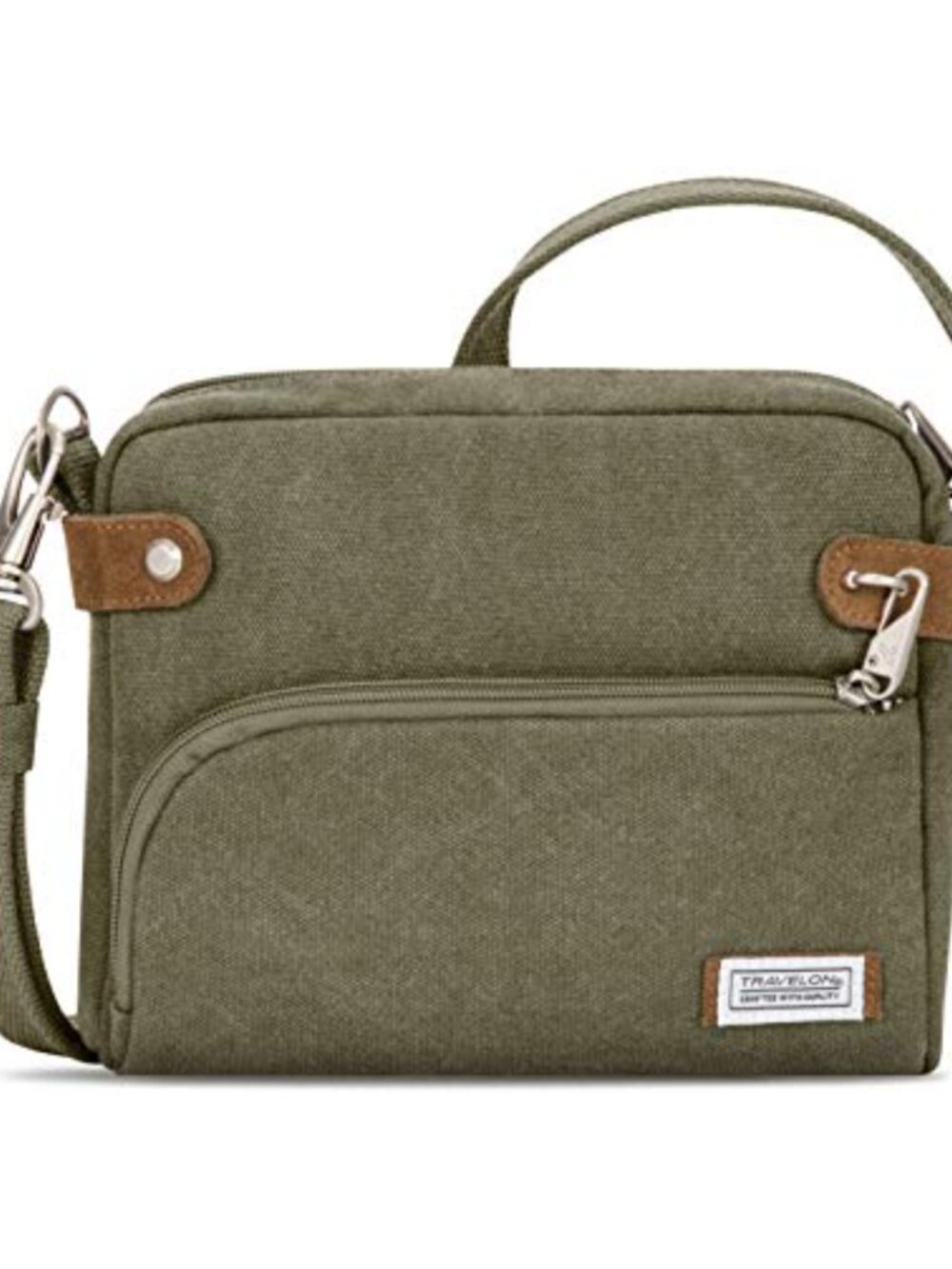 Anti-Theft Heritage Small Crossbody Bag Cotton Canvas Suede Trim Travel